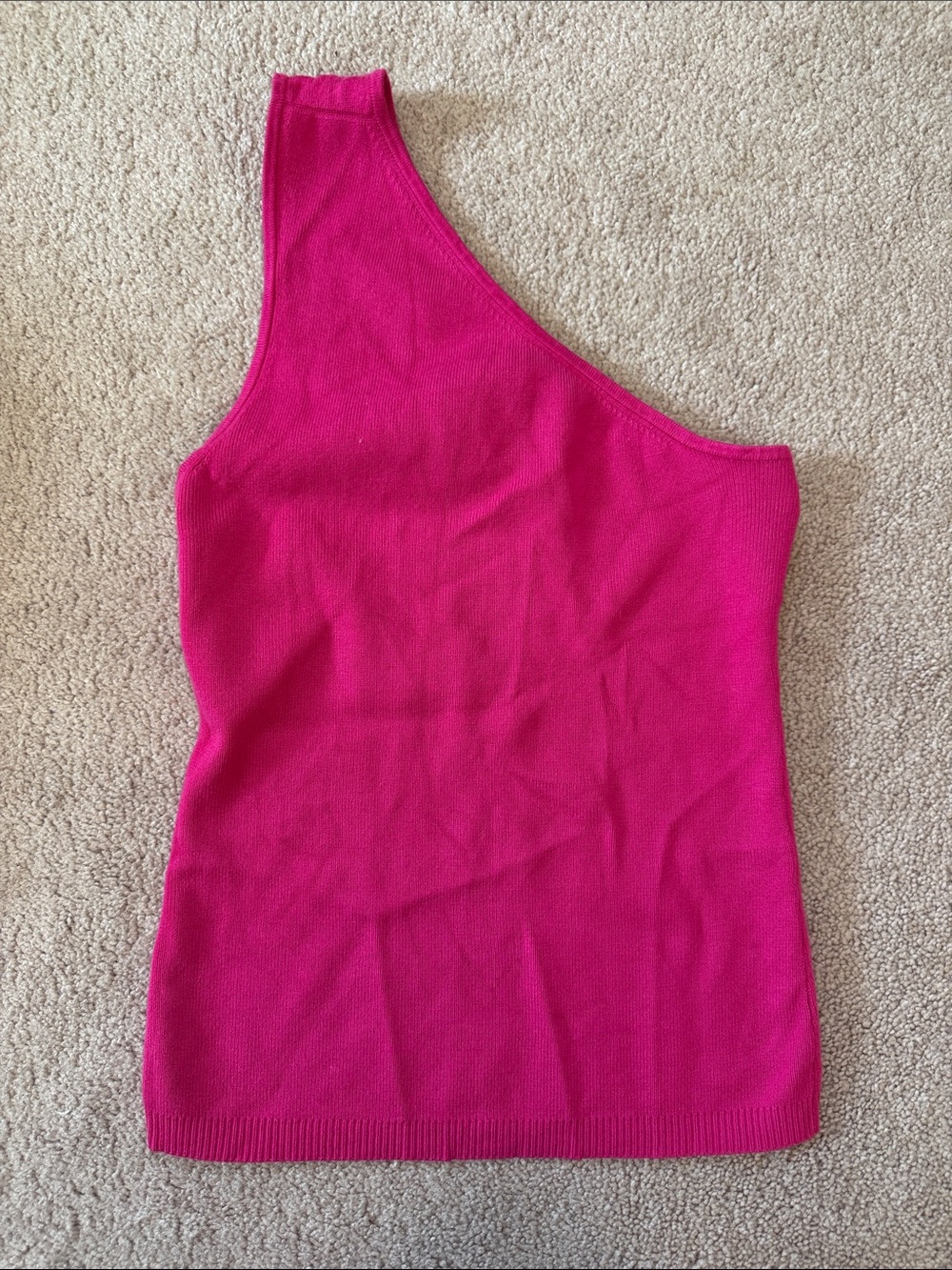 Maeve One-Shoulder Magenta Knit Top